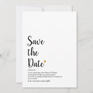 Invitación Definición de Guardar la Fecha con Letra de Corazó