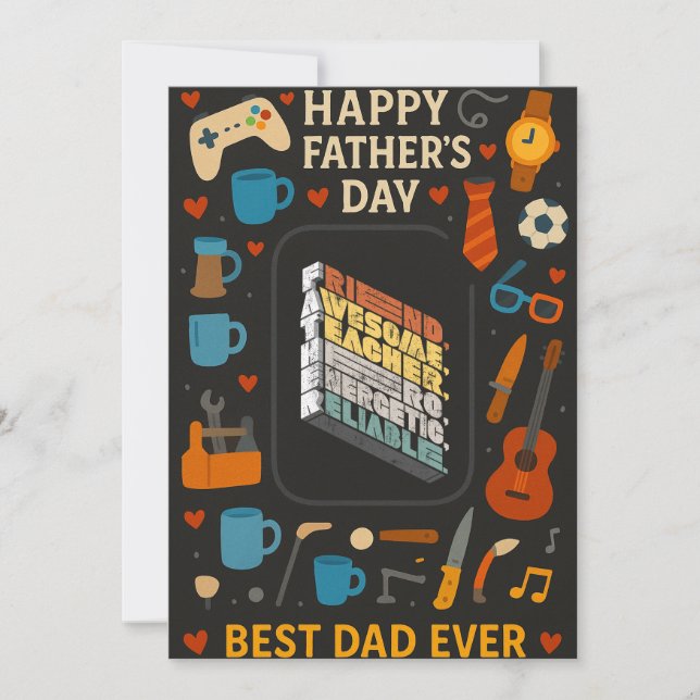 Invitación Definición De Padre Amigo Impresionante Profesor H (Anverso)