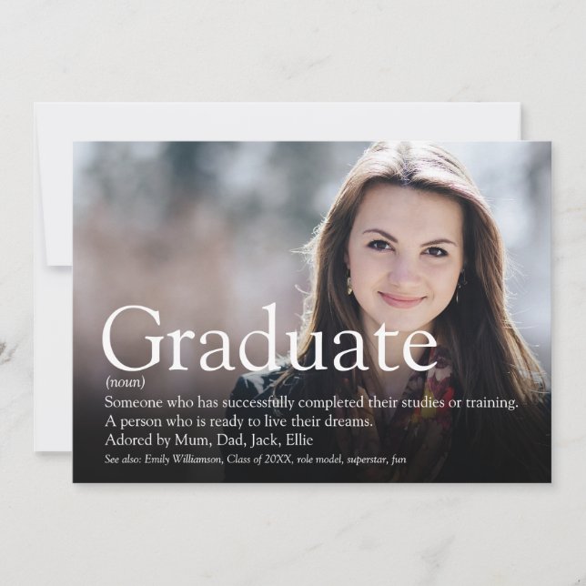Invitación Definición moderna de fotografía de graduado (Anverso)