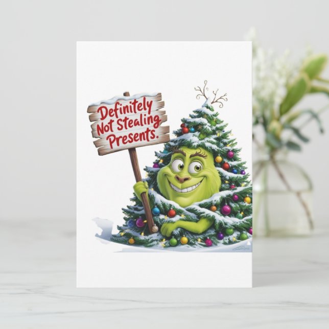 Invitación Definitivamente no estoy robando regalos (Anverso de pie)