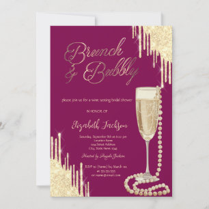 Invitación Degas de Oro Perlas con Estilo Brindis de Prosecco