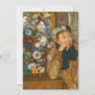 Invitación Degas Una mujer sentada junto a un jarrón de flore