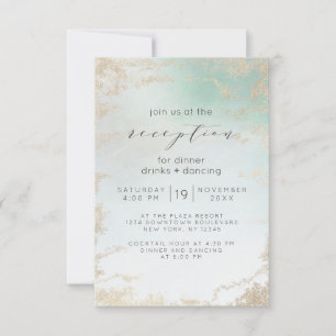 Invitación Degradado abstracto de Aqua con brillo dorado esca