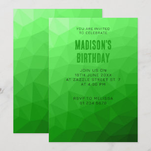 Invitación Degradado verde claro malla geométrica patrón bril