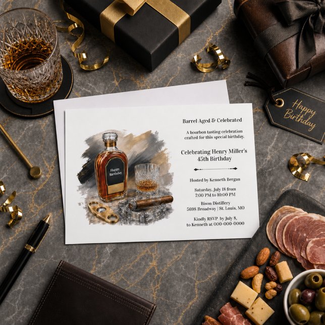 Invitación Degustación de Bourbon Tema Cigarro Whiskey Cumple (Subido por el creador)