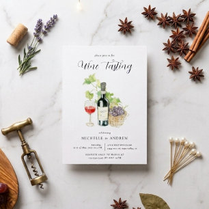 Invitación Degustación de vino con código QR de acuarela Boda