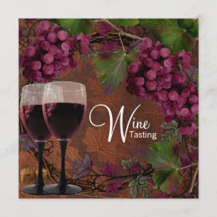Invitación Degustación de Vino de Uvas Rojas Verdes Vintage d