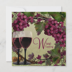 Invitación Degustación de vino de uvas verdes rojas vintage d