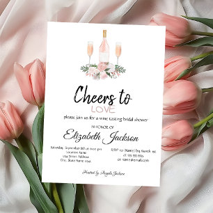 Invitación Degustación de Vino Flores Rosa Dorado Despedida d