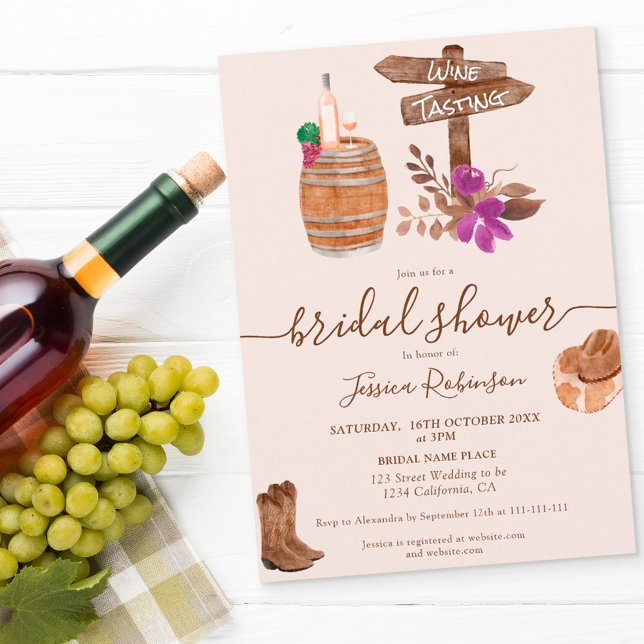 Invitación degustación de vino rústico otoño acuarela ducha d (Subido por el creador)