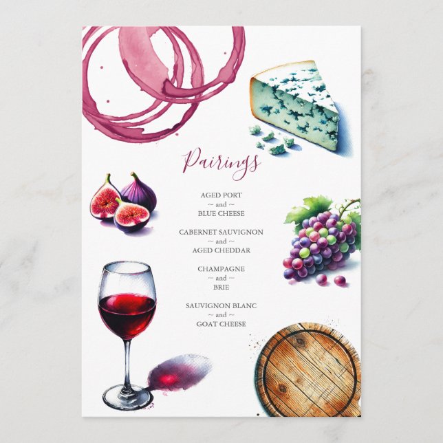 Invitación Degustación de vino y queso de Menus boda (Anverso)