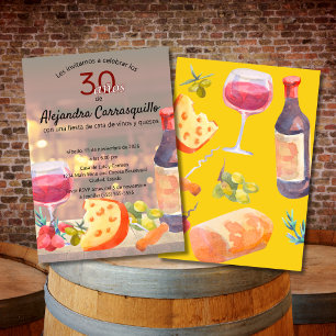 Invitación Degustación de Vino y Queso Español Fiesta de Cump
