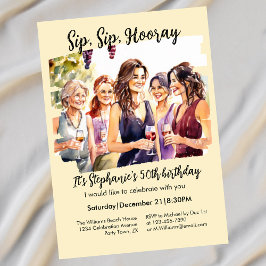 Invitación Degustación divertida de vino en otoño 50 cumpleañ