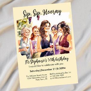 Invitación Degustación divertida de vino en otoño 50 cumpleañ