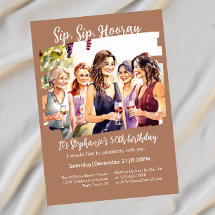Invitación Degustación divertida de vino en otoño 50 cumpleañ