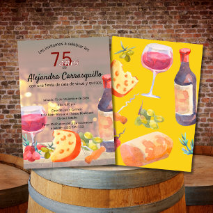 Invitación Degustación Divertida de Vino y Queso Español para