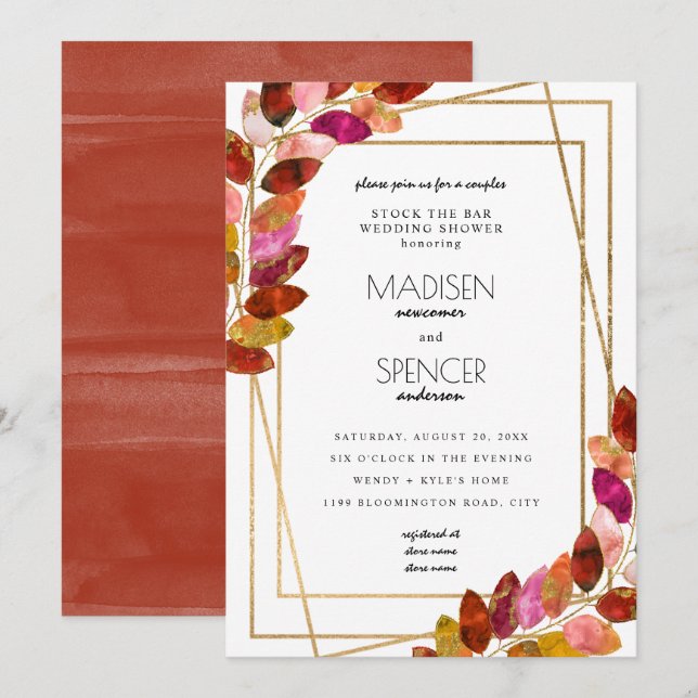 Invitación Deja a las parejas en stock la ducha de matrimonio (Anverso / Reverso)