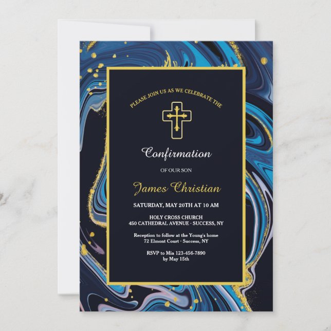 Invitación Deja azul religioso (Anverso)