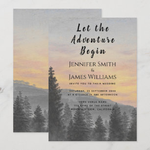 Invitación Deja que comience la aventura Boda en el bosque de