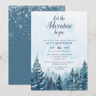 Invitación Deja que comience la aventura del bosque de invier