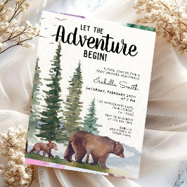 Invitación Deja que comience la aventura Oso Bosque Bebé