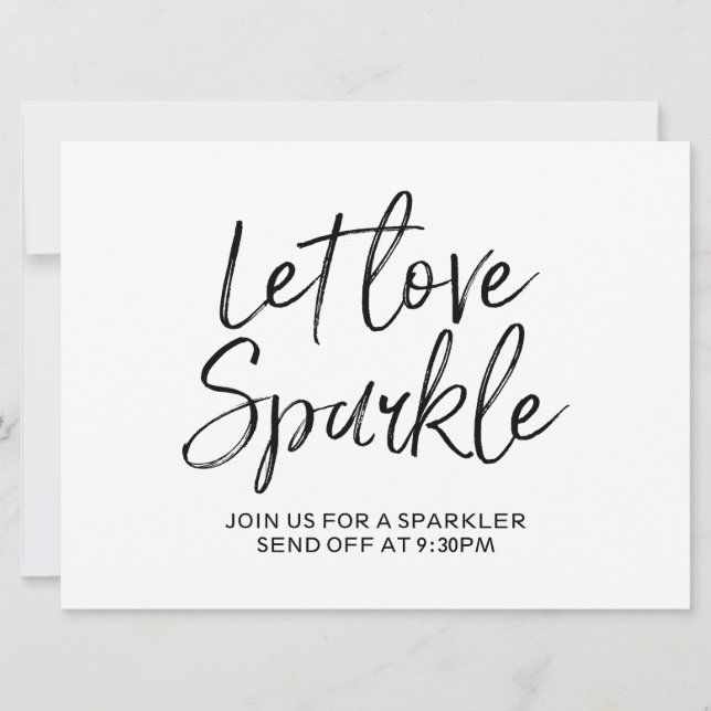 Invitación "Deja que el amor brille" Letrero de Boda | Letra  (Anverso)