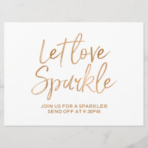 Invitación "Deja que el amor brille" Letrero   Letra Rosa Dor