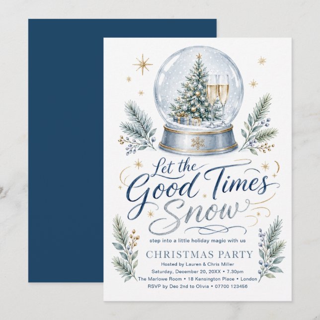 Invitación Deja que la Navidad nieve Fiesta de Navidad (Anverso / Reverso)