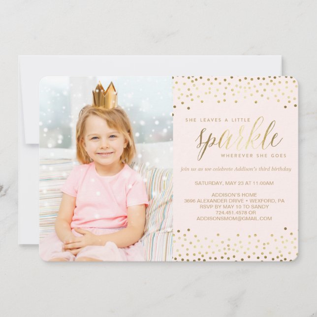 Invitación Deja un pequeño Sparkle® BIRTHDAY INVITATION (Anverso)