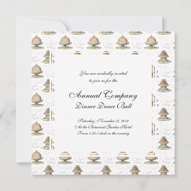 Invitación Déjalos Comer Pastel Vintage Francés Marie Antoine (Anverso)