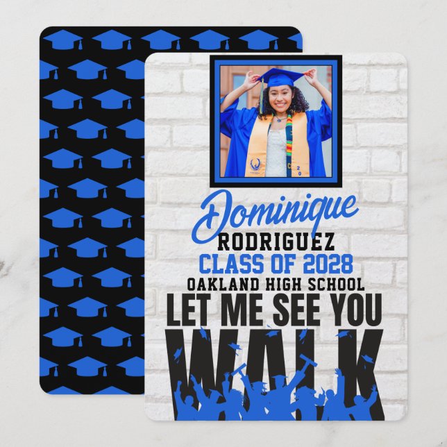 Invitación Déjame verte caminar | Graduación divertida de fot (Anverso / Reverso)