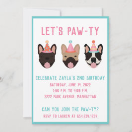 Invitación Dejemos a los Gorras Fiestas de Bulldog franceses