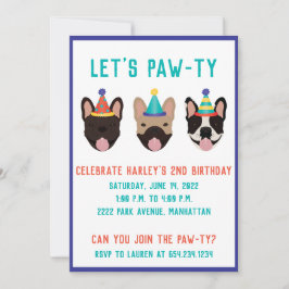 Invitación Dejemos a los Gorras Fiestas de Bulldog franceses