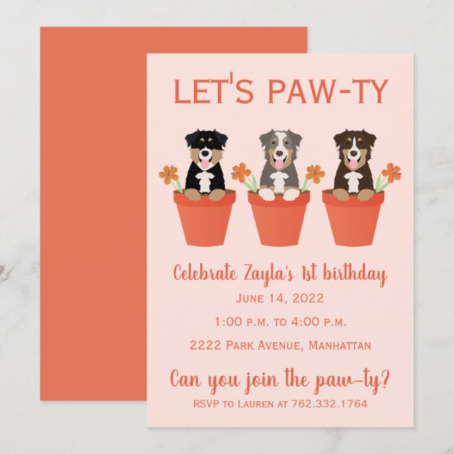 Invitación Dejemos a los perros pastores australianos (Anverso / Reverso)