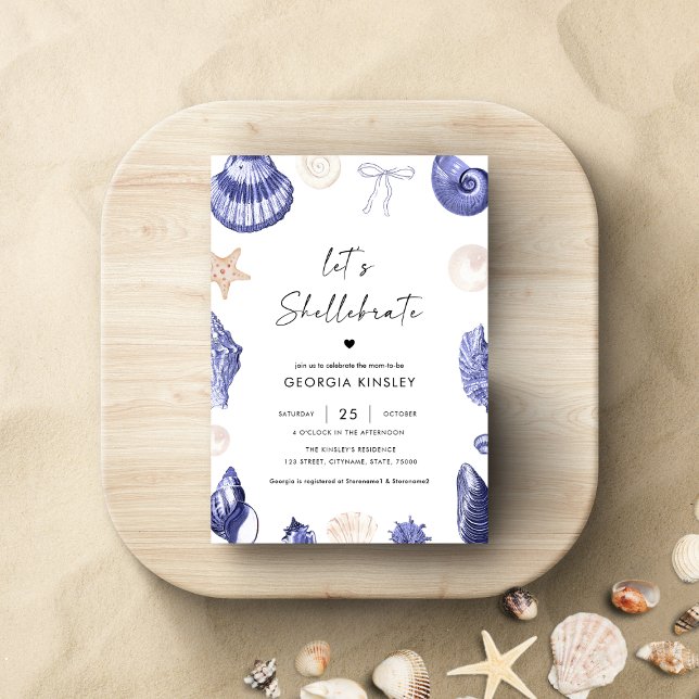 Invitación Dejemos a Shellebrate Blue Sea Nautical Boy Baby S (Subido por el creador)