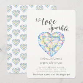Invitación Dejemos amar la acuarela de diamantes brillante