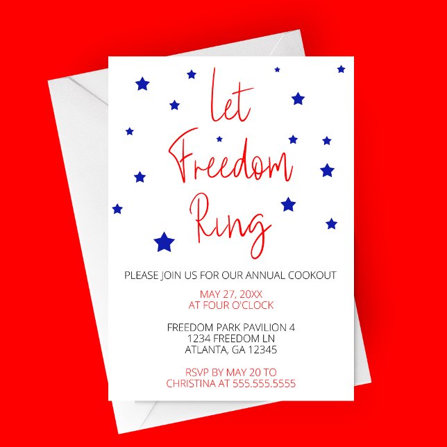 Invitación Dejemos que la libertad llame al Fiesta Minimalist (Let Freedom Ring | 4th of July Party Invitation | Minimalist 4th of July Party Invitation)