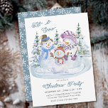 Invitación Dejemos que nieve, Fiesta de Navidades Snowman<br><div class="desc">Invitación del Partido Navidades Snowman. Cuidada acuarela con trío de alegres muñecos de nieve rodeados de árboles de navidad. La invitación de la temporada de vacaciones de invierno está marcada con "déjalo nevar" y puedes personalizar el resto de la redacción.</div>