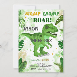 Invitación ¡DEJEN DE CHOMP Y ROAR! Cumpleaños de los dinosaur