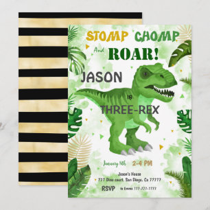 Invitación ¡DEJEN DE CHOMP Y ROAR! Cumpleaños de los dinosaur
