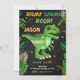 Invitación ¡DEJEN DE CHOMP Y ROAR! Cumpleaños de los dinosaur