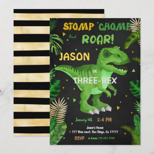 Invitación ¡DEJEN DE CHOMP Y ROAR! Cumpleaños de los dinosaur