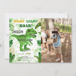 Invitación ¡DEJEN DE CHOMP Y ROAR! Foto de cumpleaños de Dino