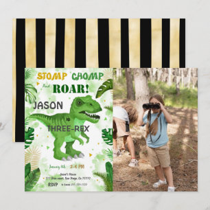 Invitación ¡DEJEN DE CHOMP Y ROAR! Foto de cumpleaños de Dino