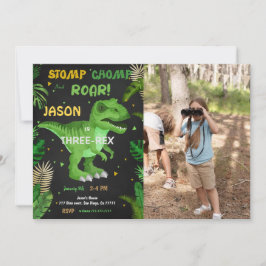 Invitación ¡DEJEN DE CHOMP Y ROAR! Foto de cumpleaños de Dino