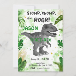 Invitación ¡DEJEN DE CHOMP Y ROAR! Su Dinosaurio