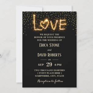 Invitación Dejen que el amor esparce el oro confetti Boda mod