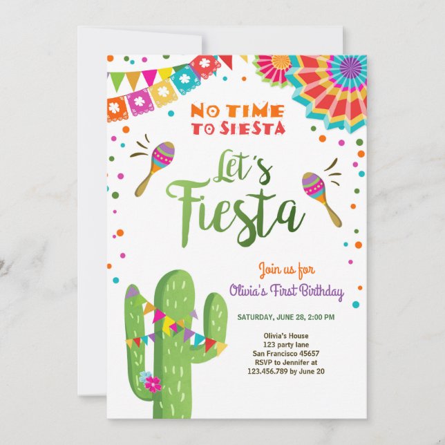Invitación Déjenos cactus mexicano del cumpleaños de la (Anverso)