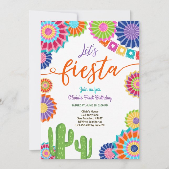 Invitación Déjenos cactus mexicano del cumpleaños de la (Anverso)