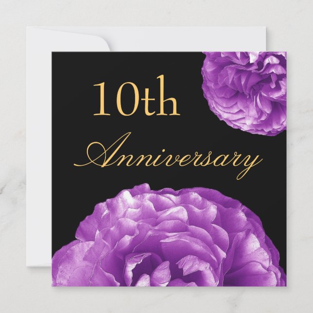 Invitación del 10º Aniversario - Rosas PÚRPURA (Anverso)